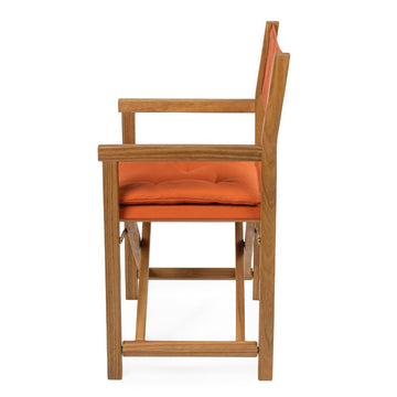 Waldo Classic Mid-Century Outdoor Acacia Wood Foldable Diamond-Quilted Back Director Chair with Cushion - JONATHAN Y
